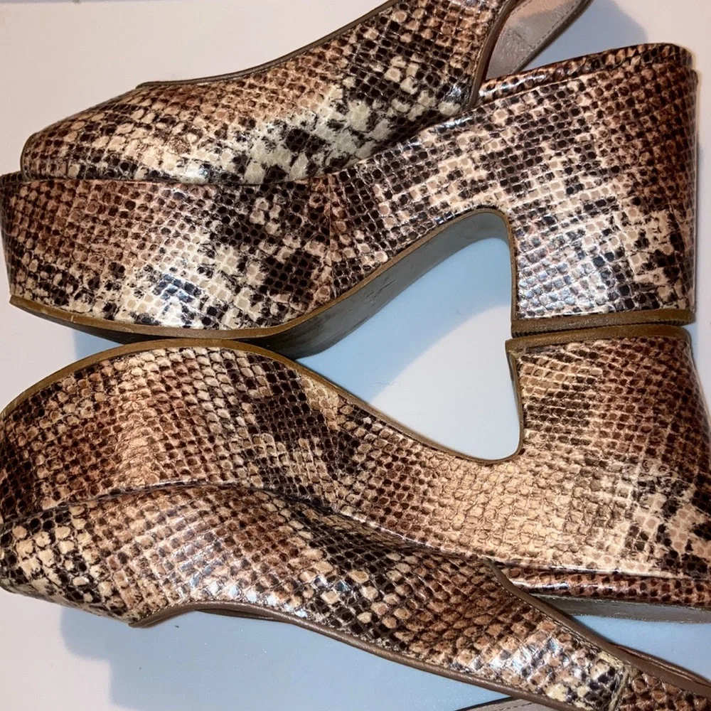 Kurt Geiger Brown Snake-Print Platform Sandals